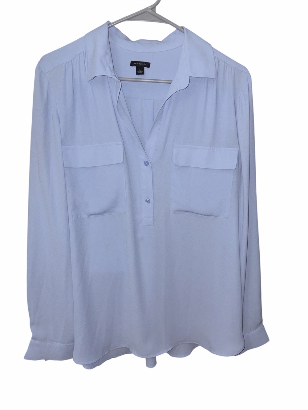 Ann Taylor Camp Shirt in Blue Size Large